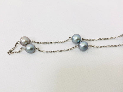 Tasaki Pt850 platinum necklace with ten blue-gray pearls, 6mm, 41 cm length, model K23513