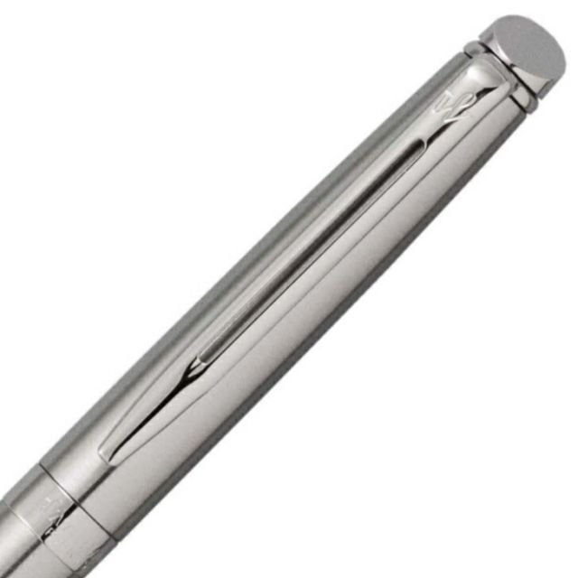 Waterman Metropolitan Essential Stainless Steel Ballpoint Pen CT S0920460 with silver finish and clip