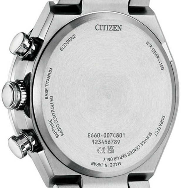 Citizen Attesa Eco-Drive radio-controlled watch with black dial and silver super titanium band
