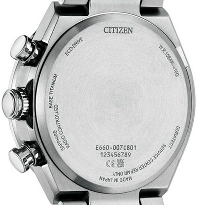 Citizen Attesa Eco-Drive radio-controlled watch with black dial and silver super titanium band