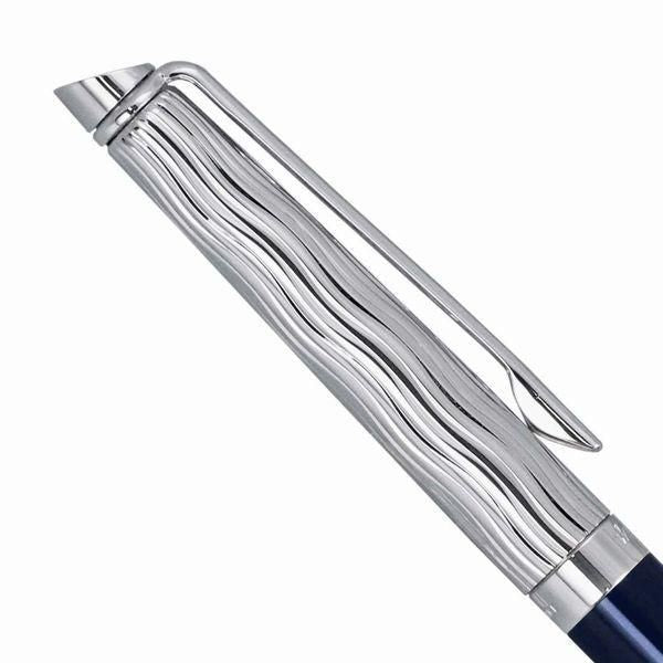 Waterman Metropolitan Deluxe Special Edition Blue ST 2166483 twist pen with brass body and wave-pattern rhodium-plated cap