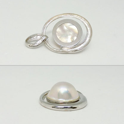 Tasaki Pearl K18WG white gold pendant top with 16mm Malas pearl and six small diamonds totaling 0.09ct