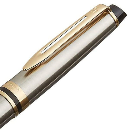 Waterman Expert Essential Metallic GT s0951990 fountain pen with stainless steel hairline finish and gold plated clip