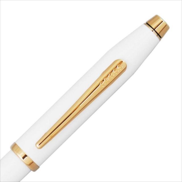 Cross Century II ballpoint pen in pearl white lacquer with sleek design and silver accents