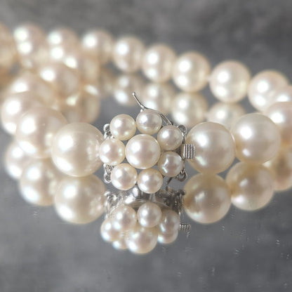 TASAKI K14WG Akoya pearl necklace with pink white pearls measuring 9.2 to 10.0mm on a 40cm white gold chain
