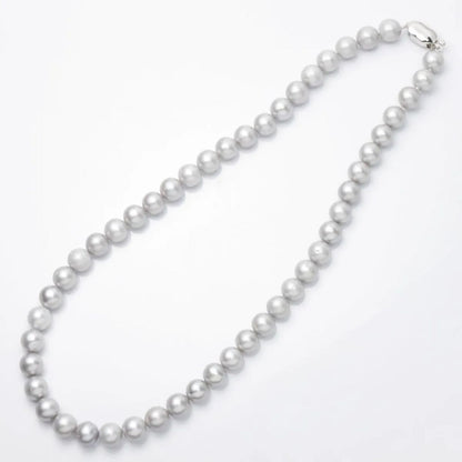 Akoya pearl necklace 8-8.5mm with dyed gray freshwater pearl necklace set displayed on white background