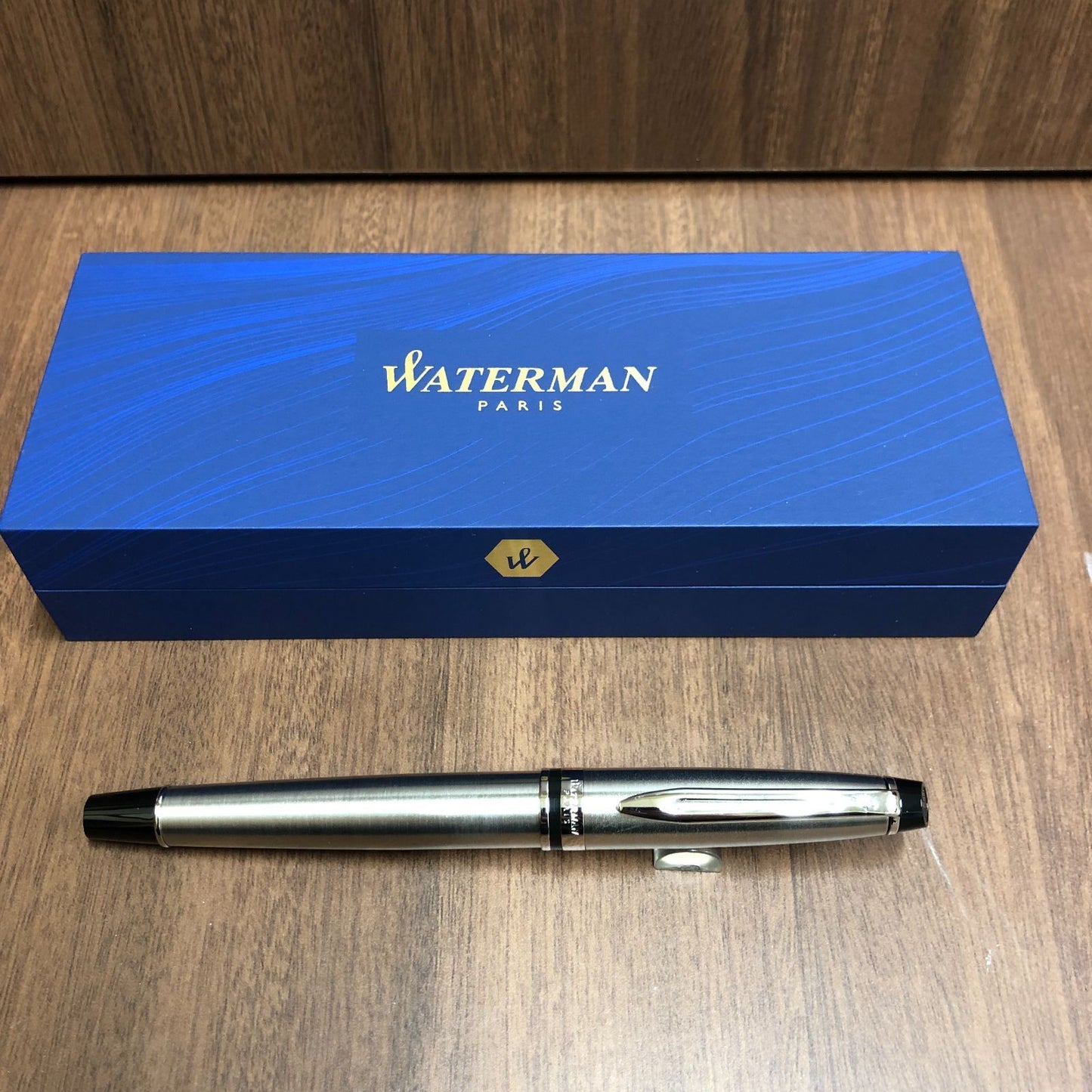 Waterman Expert Essential Metallic CT fountain pen with stainless steel body and nickel palladium trim
