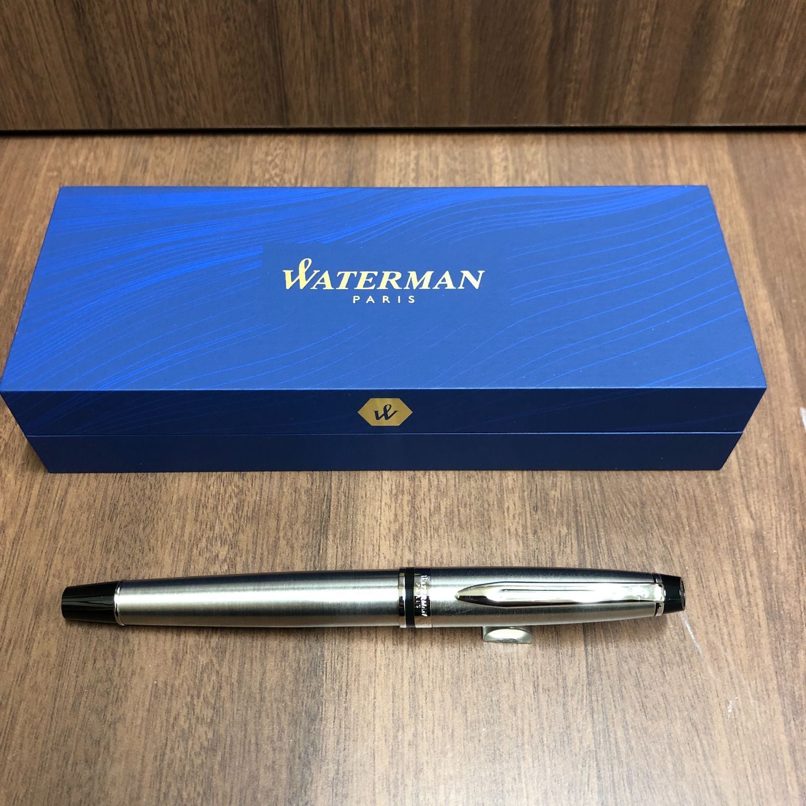 Waterman Expert Essential Metallic CT fountain pen with stainless steel body and nickel palladium trim