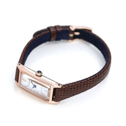 Citizen Ladies Kii Eco-Drive watch EG7044-06A with silver dial, pink gold stainless steel case, and brown calf leather band