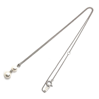 Tasaki pearl diamond necklace featuring 6.2-7.0mm pearls, 0.05ct diamonds, Pt850 platinum, 42cm chain