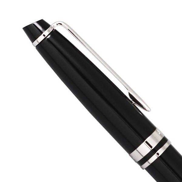 Waterman Expert Essential black ballpoint pen with brass lacquered body and nickel palladium clip and trims
