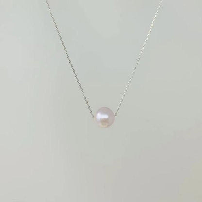 PT850 platinum thread necklace featuring 7mm Akoya pearls on a 40cm chain
