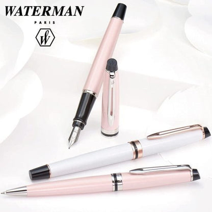 WATERMAN Expert Essential Precious White PGT 2168111 oil-based ballpoint pen with glossy lacquer and nickel palladium trim