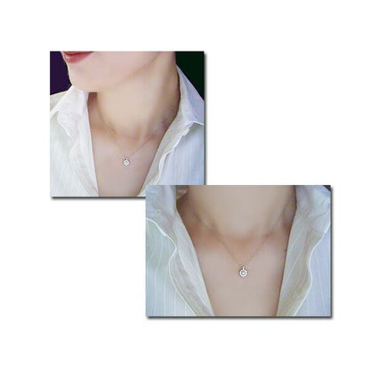 Platinum 950 baby pearl Akoya pearl necklace with ten diamonds and adjustable 40cm chain
