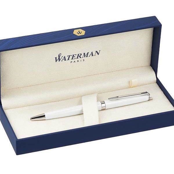 Waterman Metropolitan Essential White Oil-based Ballpoint Pen with lacquer body and nickel palladium clip