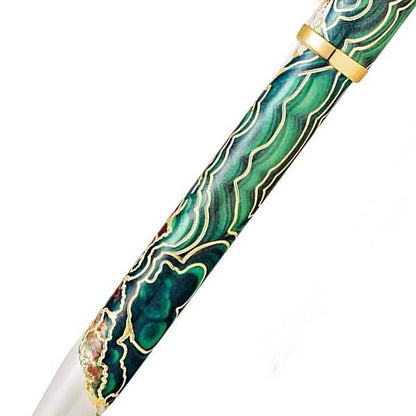 Cross Wonderlust Borneo gel pen with brass body, ivory pearl lacquer, sublimation print, and chrome accents