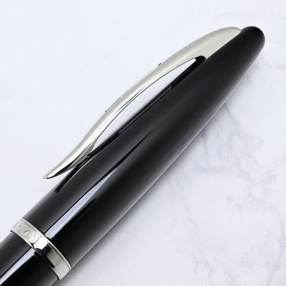 Waterman Carene Black Sea ballpoint pen with silver refill displayed on a white background