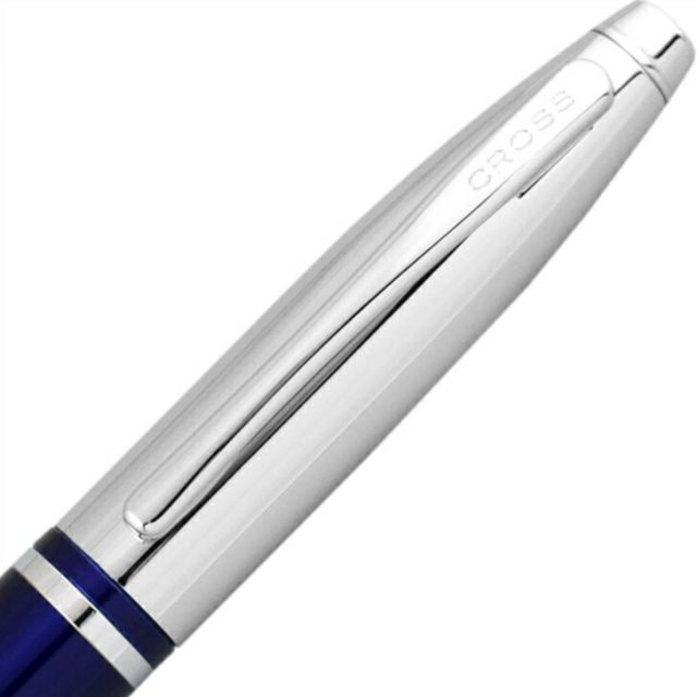 CROSS Kurutsubo Blue Ballpoint Pen AT0112-3 with blue barrel and silver accents