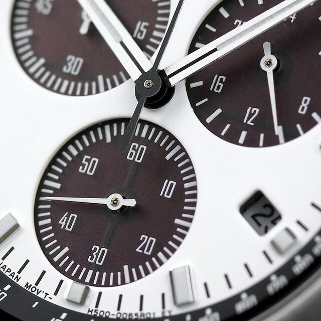 Citizen Record Label Watch Men AT2541-54A with white dial, silver stainless steel band, and chronograph