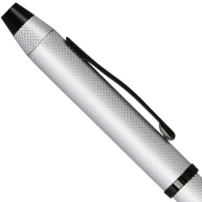 CROSS Tex Three NAT0090-21ST brush chrome ballpoint pen and 0.5mm mechanical pencil set in black and red