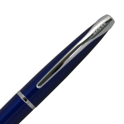 Cross ATX fountain pen in translucent blue lacquer with medium nib, shown capped and uncapped
