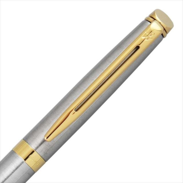WATERMAN Metropolitan Essential Stainless Steel GT fountain pen with satin brass body and 23 karat gold plated trim
