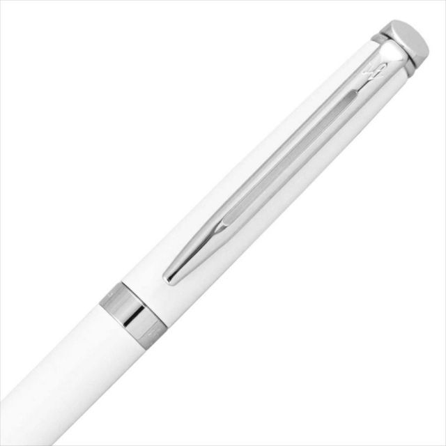 WATERMAN Metropolitan Essential White CT ballpoint pen with stainless steel body and white lacquer finish
