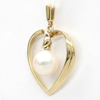 MIKIMOTO K14 yellow gold pendant top with milky white 7.4mm pearl, 25mm x 17mm size