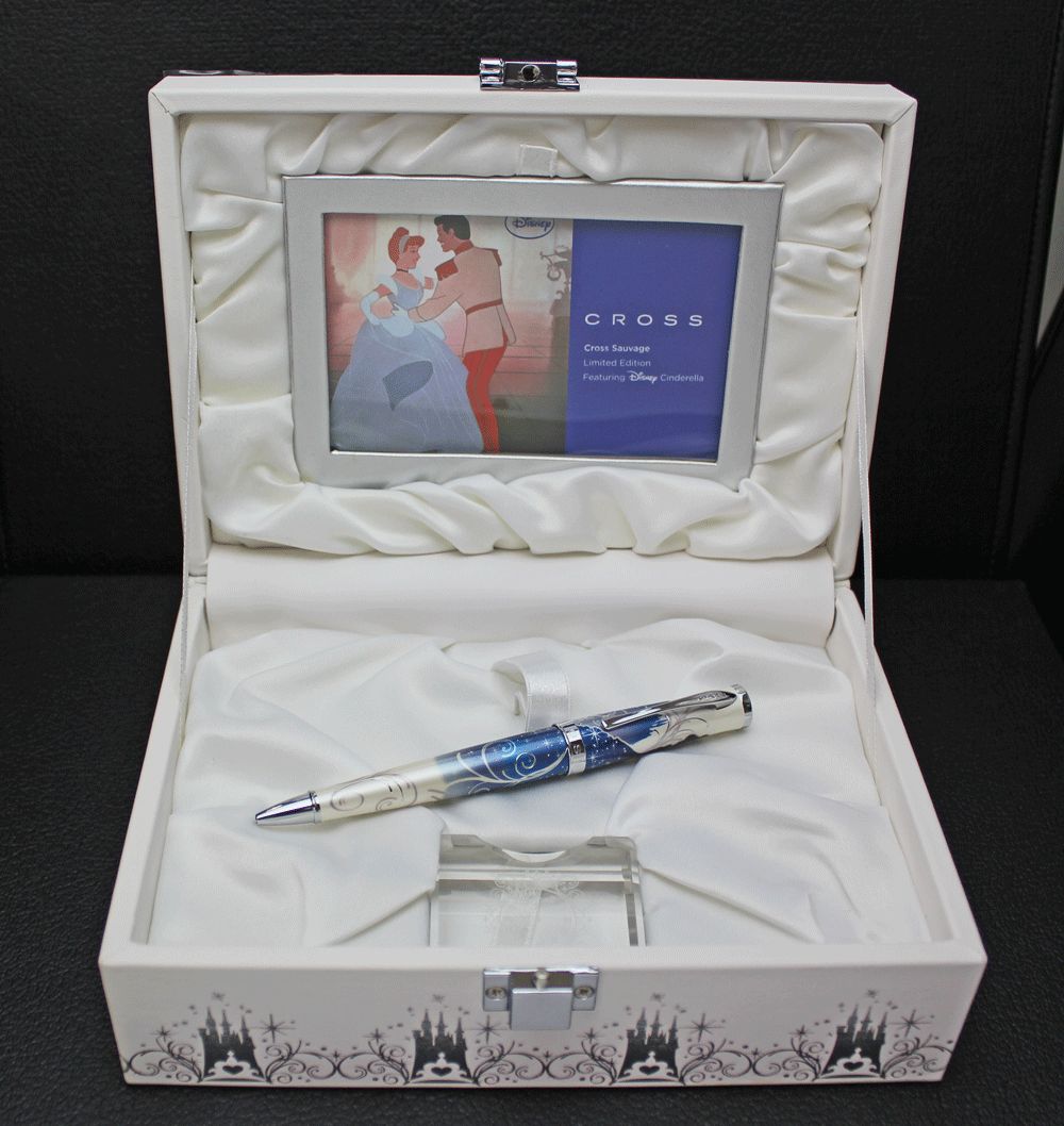 CROSS Cinderella Limited Edition ballpoint pen with silver and blue finish, cap on, displaying classic elegant design