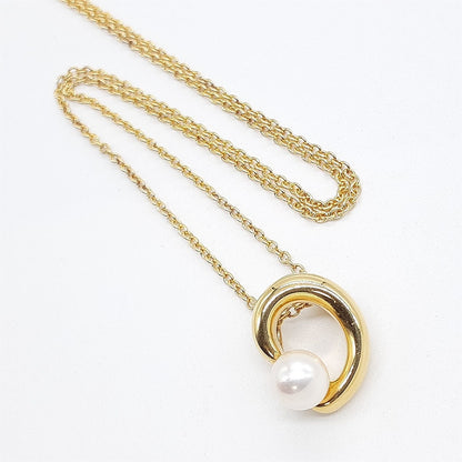 Tasaki necklace with gold coated SILVER 925 featuring an Akoya pearl on a 41cm chain with extender