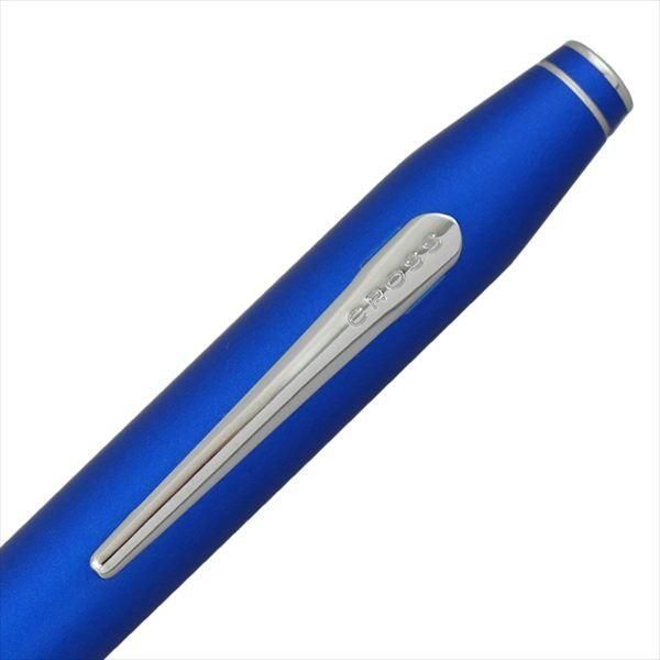 Cross Easy Lighter ballpoint pen in metallic blue with brass barrel, silicone grip, and chrome decorations