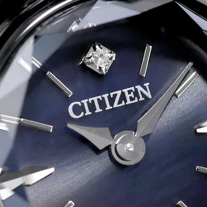 Citizen Kii EG7085-50L ladies wristwatch with blue dial and black stainless steel slide band