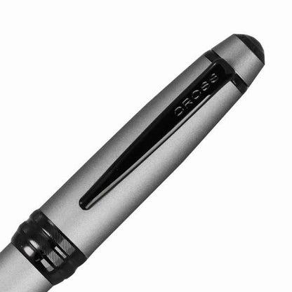 CROSS Bailey AT0452-20 ballpoint pen in matte gray lacquer with brass and black PVD accents