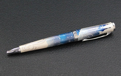 CROSS Cinderella Limited Edition ballpoint pen with silver and blue finish, cap on, displaying classic elegant design