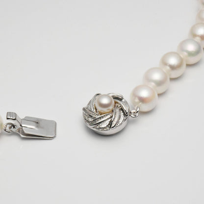 Akoya pearl necklace 8-8.5mm with dyed gray freshwater pearl necklace set displayed on white background