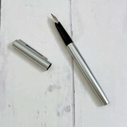 Waterman EF fountain pen with sleek black body and silver trim shown on white background