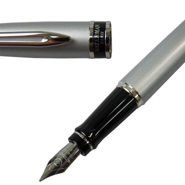 WATERMAN Expert Chrome CT Fountain Pen with Medium nib, chrome body, 141mm length, and 29g weight