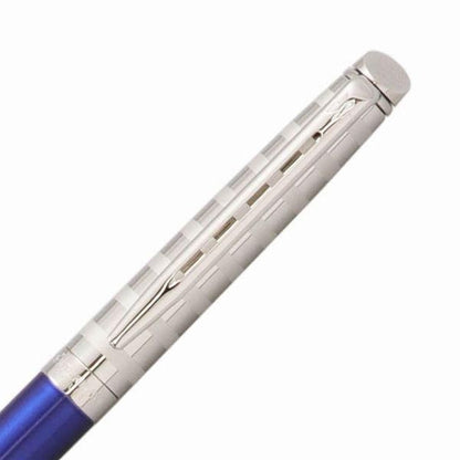 Waterman Metropolitan Deluxe Stripe Blue CT ballpoint pen with chrome trim, 135mm length