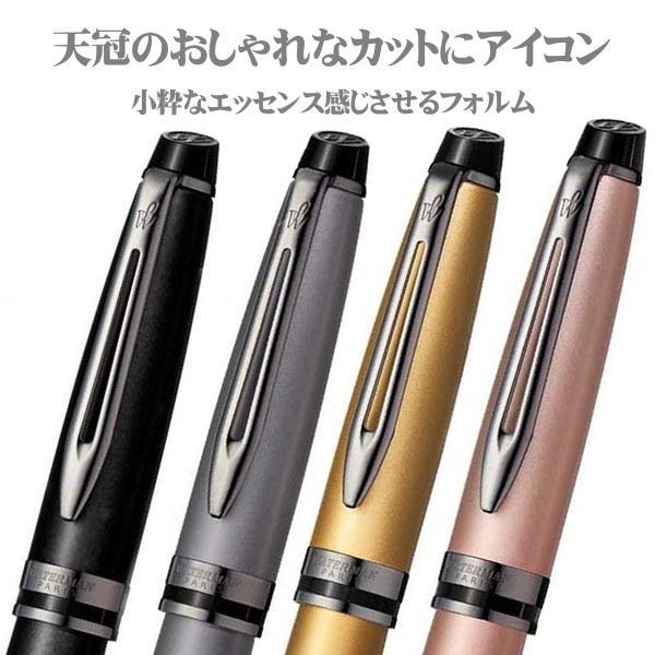 Waterman Expert Metallic Silver ballpoint pen with twist mechanism and black fine point refill