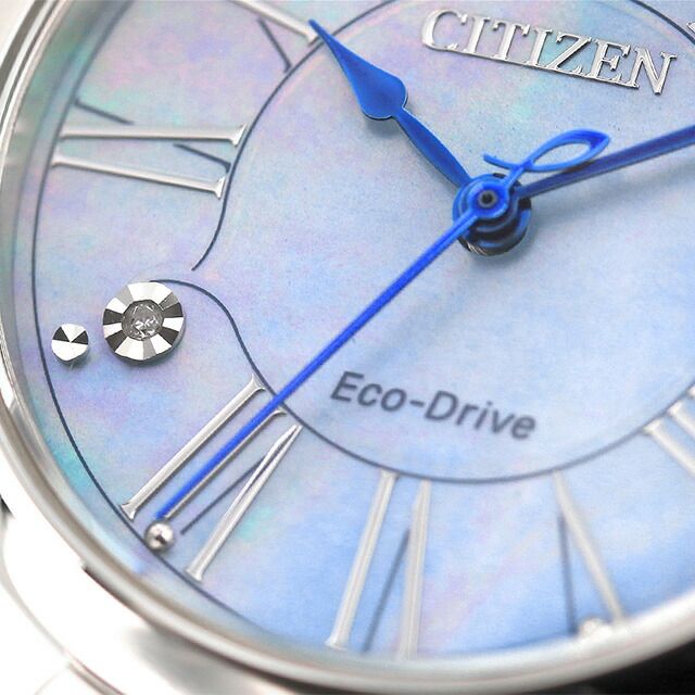 Citizen L EM1060-87N ladies wristwatch with shell dial and silver stainless steel split pipe band