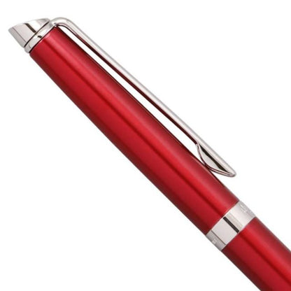 WATERMAN Metropolitan Essential Rouge CT Ballpoint Pen in red with chrome trim, 135mm length, 9mm diameter