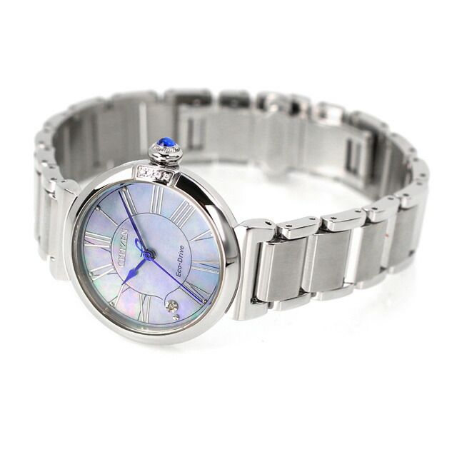 Citizen L EM1060-87N ladies wristwatch with shell dial and silver stainless steel split pipe band