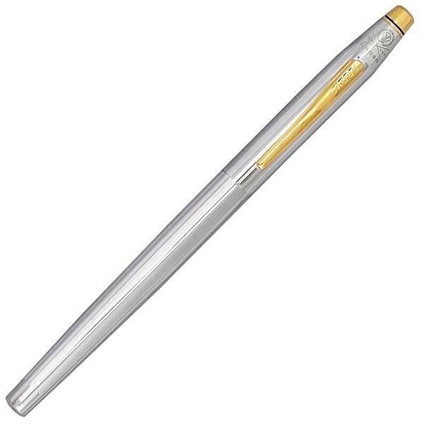 Cross limited edition gift set with rollerball pen and water-based gel ink pen, brass body with chrome finish