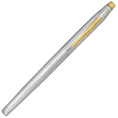 Cross limited edition gift set with rollerball pen and water-based gel ink pen, brass body with chrome finish