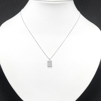 Tasaki diamond necklace 0.33ct set in K18 white gold with 44cm chain and 13.3x8.0mm pendant