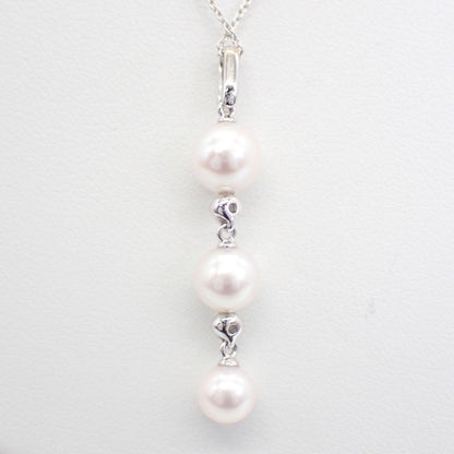 Tasaki 750WG silver pearl necklace designed for ladies featuring lustrous pearls on a silver chain