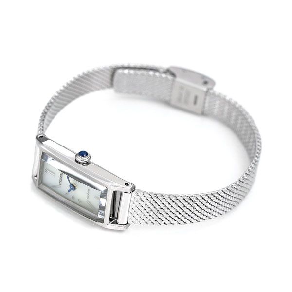 Citizen EG7040-58A ladies silver dial watch with stainless steel case and silver mesh band
