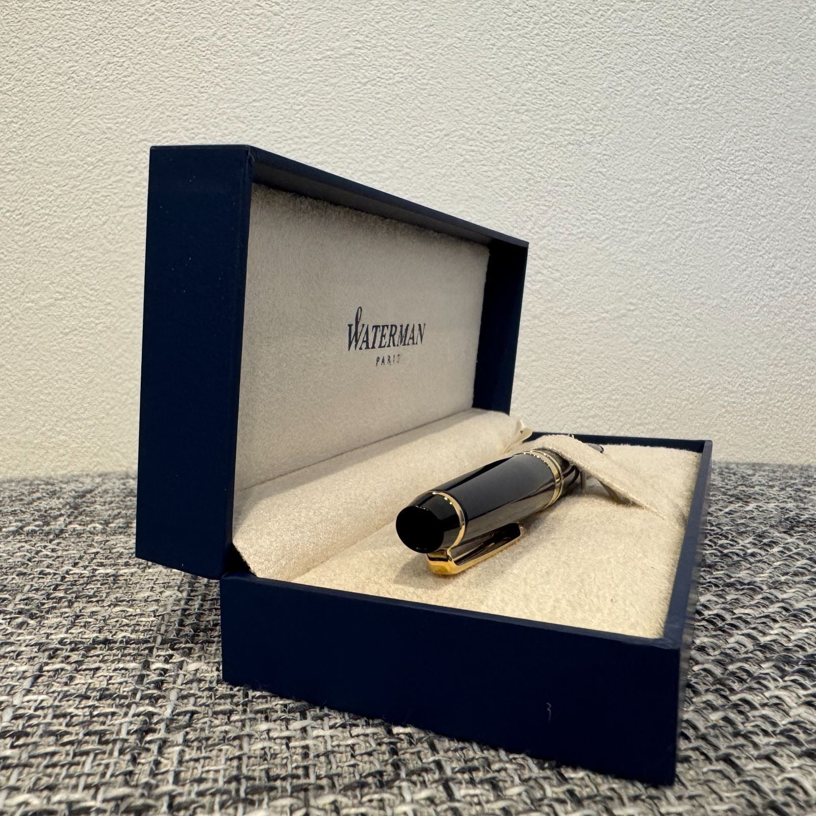 Waterman Paris Expert Essential ballpoint pen in Pullman Blue GT with gold trim shown on white background