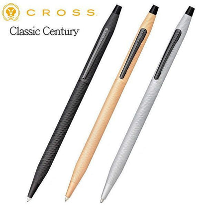 Cross Classic Century ballpoint pen in brushed black finish with twist mechanism and slim design