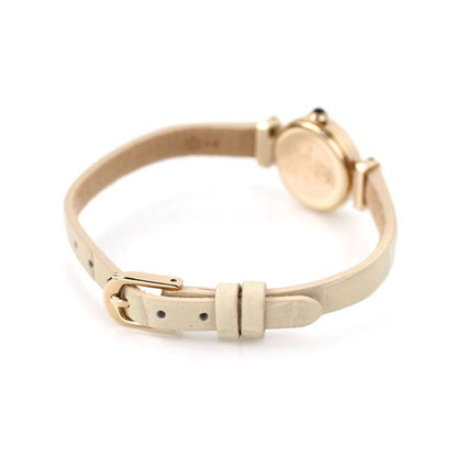 Citizen Kii Ladies EG7082-07A watch with white dial, beige calf leather band, and warm gold stainless steel case